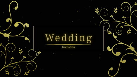 Hochzeitseinladung-Mit-Goldrahmen-Und-Blumenmuster