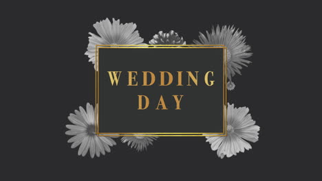 Wedding-Day-with-gold-frame-and-retro-flowers-pattern