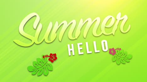 Hello-Summer-with-flowers-on-green-gradient