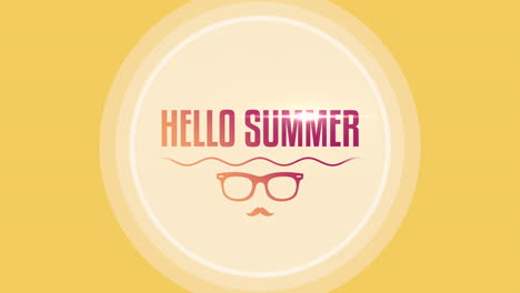 Hello-Summer-with-sunglasses-and-waves-on-yellow-gradient-color