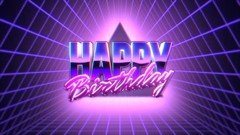 Happy-Birthday-with-big-neon-triangle-and-purple-grid