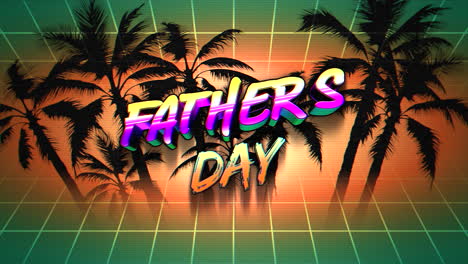 Father-Day-with-summer-tropical-trees-and-retro-grid
