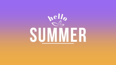 Hallo-Sommer-Mit-Blume-Auf-Violetter-Und-Orangefarbener-Farbverlaufsbeschaffenheit