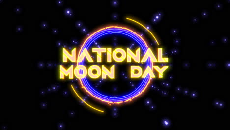 Día-Nacional-De-La-Luna-Con-Círculo-Azul-Y-Triángulo-Amarillo-En-Galaxia