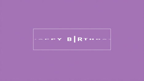 Feliz-Cumpleaños-En-Marco-Blanco-En-Patrón-Púrpura