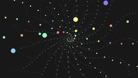 Spiral-neon-rainbow-dots-on-dark-space