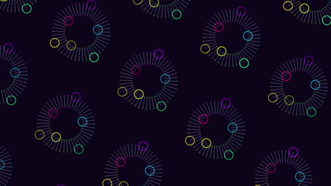 Futuristische-Regenbogen-neon-abstrakte-Ringe-Und-Kreismuster-Auf-Dunklem-Raum