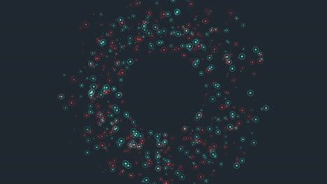 Volar-Anillos-De-Neón-Del-Arco-Iris-Y-Confeti-En-El-Espacio-Oscuro