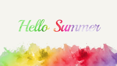 Hello-Summer-with-rainbow-watercolor-paint-on-paper