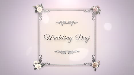 Wedding-Day-in-retro-frame-with-flowers