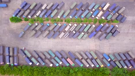 Top-view-and-Aerial-view-of-trucks-and-trailers-In-the-parking-lot