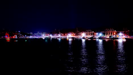 wide-shot-of-ship-arriving-at-Japan-showa-south-wharf-of-sakaiminato