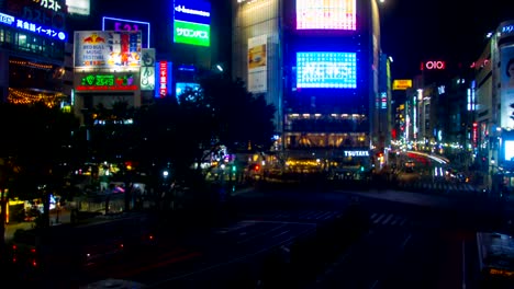Nacht-Zeitraffer-4K-Auflösung-bei-Shibuya-Kreuzung-Breite-Schuss-hohen-Winkel