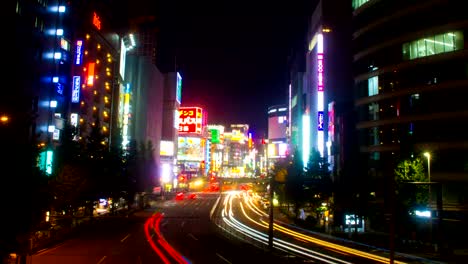 Night-lapse-4K-resolution-at-Shinjuku-yasukuni-ave.-wide-shot