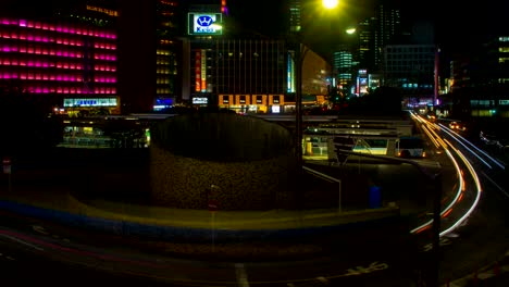 Nacht-Zeitraffer-4K-in-Shinjuku-Bus-rotary-slow-Shutter-weit-erschossen