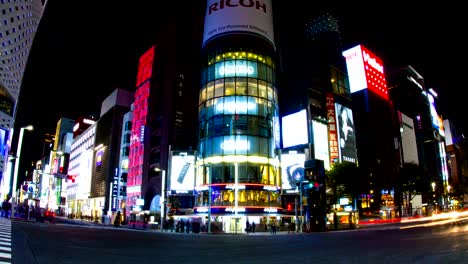 St.-de-Harumi-en-Ginza-noche-lapso-4K-lenta-del-obturador-ancho-tiro