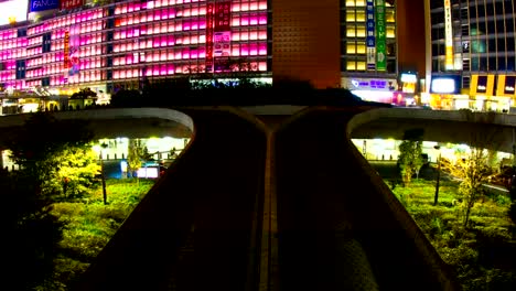 Night-lapse-4K-at-shinjuku-rotary-low-angle-wide-shot-zoom-out