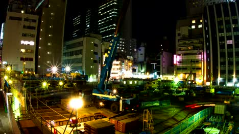 En-construcción-la-noche-caer-en-shibuya-obturador-lento