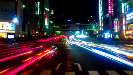 Night-lapse-at-Shinjuku-south-side-4K-wide-shot-left-panning