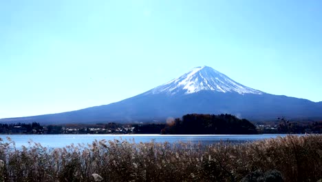 Vista-a-lago-la-montaña-Fuji