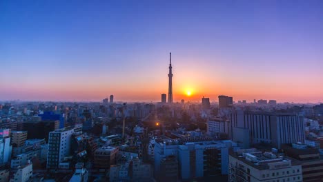 4-K.-Zeit-verfallen-Blick-schöne-Stadtbild-in-Tokyo-City-mit-Tokyo-Tower-in-japan