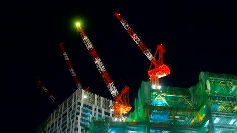 Cranes-Night-lapse-4K-resolution-at-shibuya-middle-shot-zoom-out