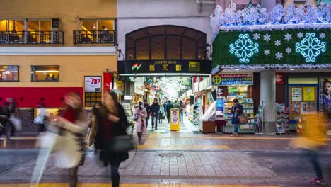 Vídeo-timelapse-de-Shintencho-comercial-en-Tenjin-en-Hakata,-Fukuoka,-Japón