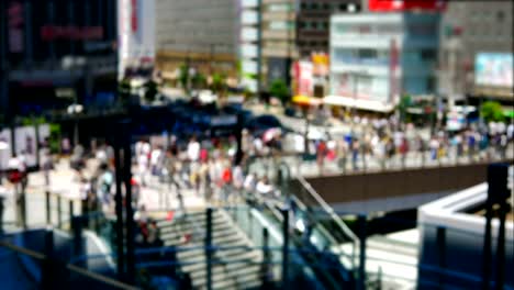 Time-lapse-of-anonymous-crowd-of-people-walking-on-walk-way