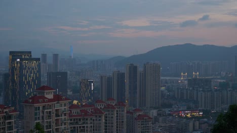 hora-del-atardecer-iluminado-zhuhai-paisaje-Parque-panorama-superior-4k-china