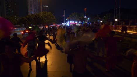 night-illuminated-zhuhai-park-holiday-celebrating-panorama-4k-china