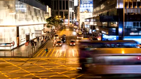 Zeit-Ablauf-Stadtbild-Hong-Kong-Straße-nachts,-4K-Auflösung.