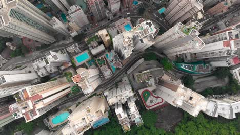 Aerial-drone-shot-of-Hong-Kong-city