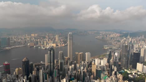 Aerial-drone-shot-of-Hong-Kong-skyline