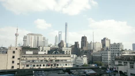 Beautiful-autumn-afternoon-with-an-amazing-view-over-the-downtown-the-city-center.-Shanghai-China,-July-2018.