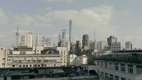 Beautiful-autumn-afternoon-with-an-amazing-view-over-the-downtown-the-city-center.-Shanghai-China,-July-2018.