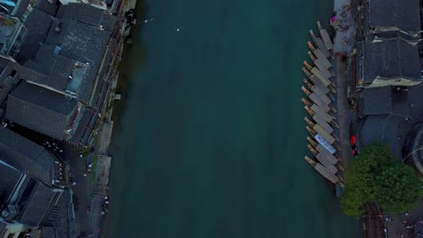 Aerial-view-of-river-and-old-houses