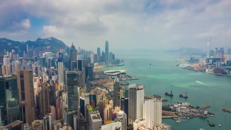 WAN-Chai-Distrikt-Stadtbild-Hafenbucht-Antenne-Timelapse-4k-Hongkong