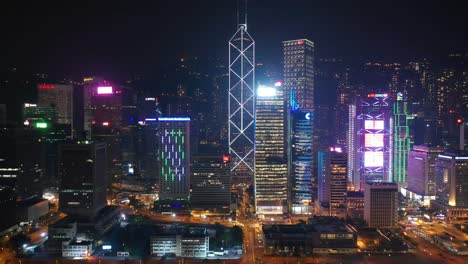 noche-iluminada-hong-kong-ciudad-tráfico-Bahía-centro-calle-aérea-panorama-4k