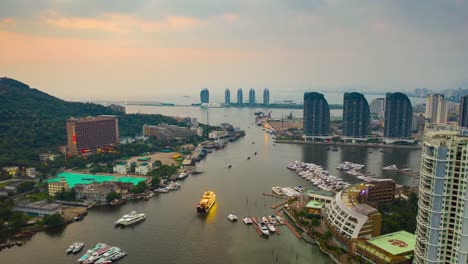 sunset-time-sanya-river-traffic-famous-aerial-panorama-timelapse-4k-china