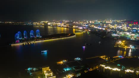 night-illumination-sanya-island-traffic-aerial-panorama-timelapse-4k-china