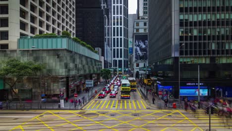 4-k-Zeitraffer-der-verkehrsreichen-Kreuzung-Hongkong-china