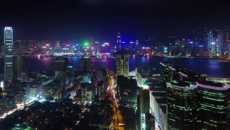 Nacht-Licht-Stadtpanorama-mit-befahrenen-Straße-4-k-Zeit-hinfällig-aus-Hong-kong