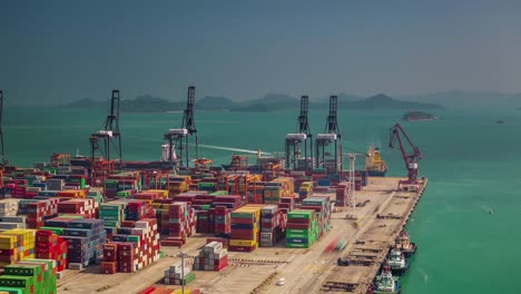 china-day-light-shenzhen-city-famous-port-working-hard-4k-time-lapse