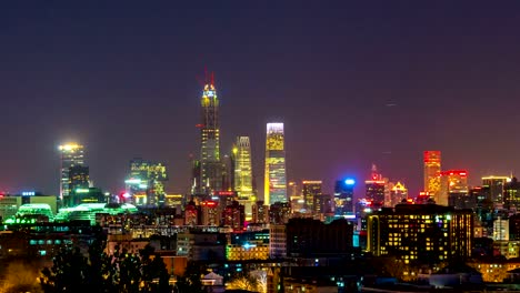 Wolkenkratzer-in-Peking,-China.-Timelapse
