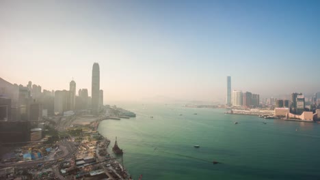 China-verano-soleado-día-famoso-hong-kong-azotea-Bahía-panorama-4k-lapso-de-tiempo