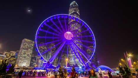 china-night-illumination-hong-kong-city-famous-bay-wheel-panorama-4k-time-lapse