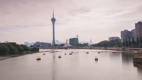 China-Tag-leichte-Macau-Tower-Bay-Stadtpanorama-4k-Zeitraffer