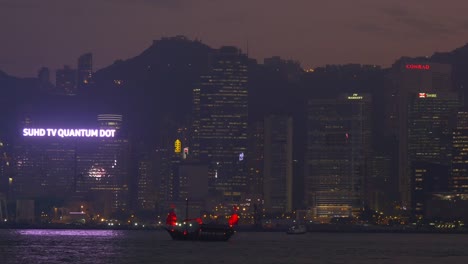 Hong-kong-ciudad-noche-iluminación-Bahía-Bahía-horbour-isla-panorama-4k-china