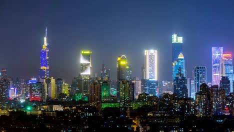 Time-lapse-of-cityscape-at-night-of-nanjing-city,nanjing-landmark-skyline，china