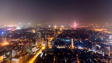 Time-lapse-of-cityscape-at-night-of-nanjing,china